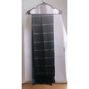Chaps Winter Scarf Gray Black Plaid 60x11 Super Soft 100% Acrylic